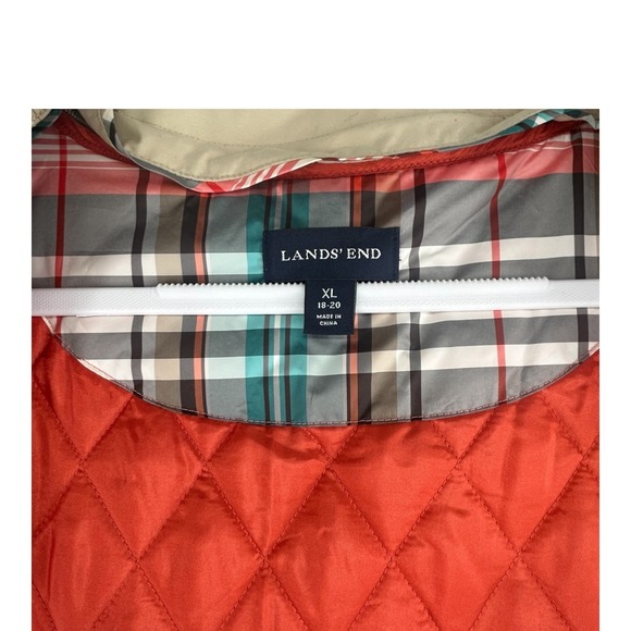 Lands End Beige Quilted Removable Lined Rain Trench Coat Womens X-Large 18/20 - Picture 10 of 14